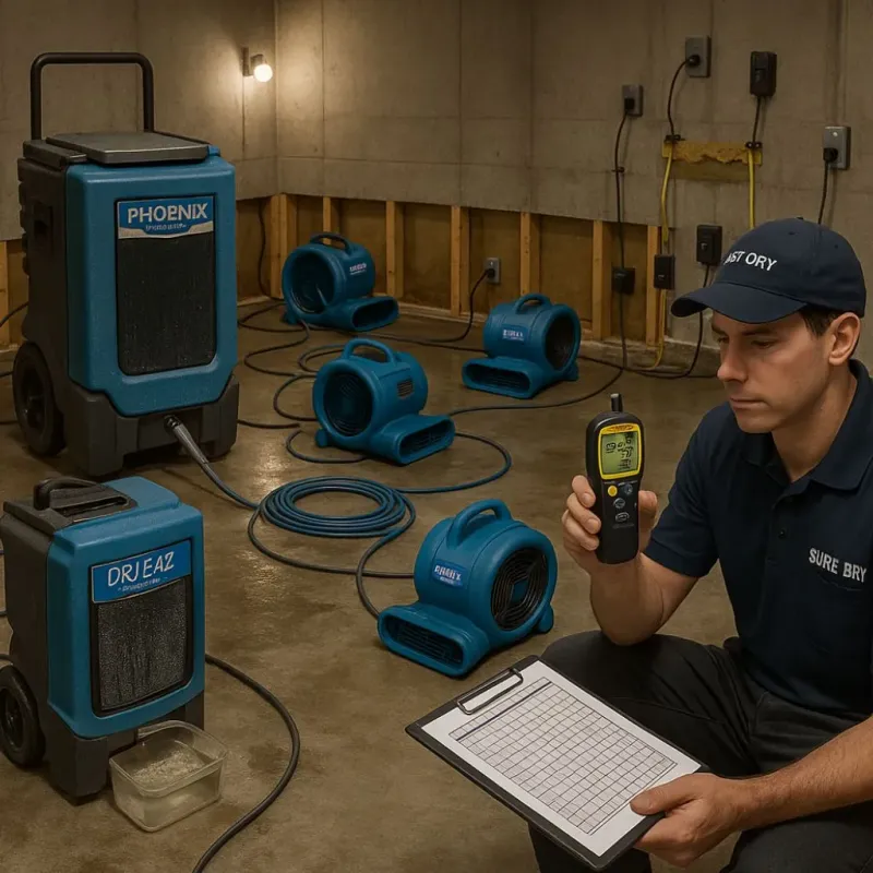 Structural Drying and Dehumidification process in Calabasas, CA